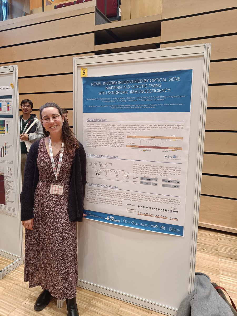 Immuno_HUVH's tweet photo. La Dra. Laura Batlle d’@Immuno_HUVH, va presentar el passat desembre el pòster “Novel inversion identified by optical gene mapping in dizygotic twins with syndromic immunodeficiency” en les XI Jornades de Bioinformàtica i Genòmica de la Societat Catalana de Biologia @SCB_iec https://t.co/OHNwTKRACO