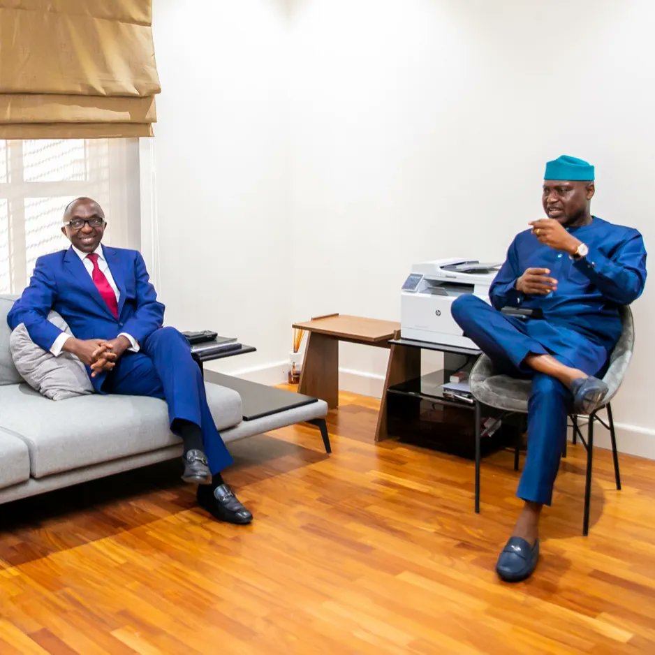BejideOni's tweet photo. Gov @biodunaoyebanji, this afternoon met with the newly appointed Chancellor of Ekiti State University, Ado-Ekiti, Dr Tunji Olowolafe in Abuja.The Are-Ekiti born Medical Doctor-turn Businessman is expected to bring his extensive experience and net worth to bear on the institution https://t.co/rlKOWkzSEQ