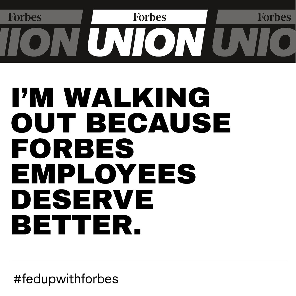 So show us your support! @AliIntres, @Forbes, @RandallLane, and @Mike_Federle, we’re #FedUpWithForbes’ refusal to bargain in good faith and union-busting! We’re getting a contract this year, come hell or high water!