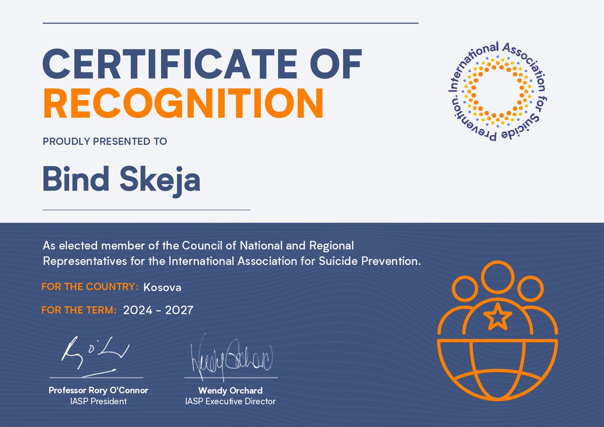 Jemi të lumtur të ju njoftojmë që Bind Skeja, drejtor i QIPS është zgjedhur përfaqësues nga shteti i Kosovës si anëtar  i Këshillit Kombëtar dhe Rajonal në Organizatën Ndërkombëtare për Parandalimin e Vetëvrasjeve.