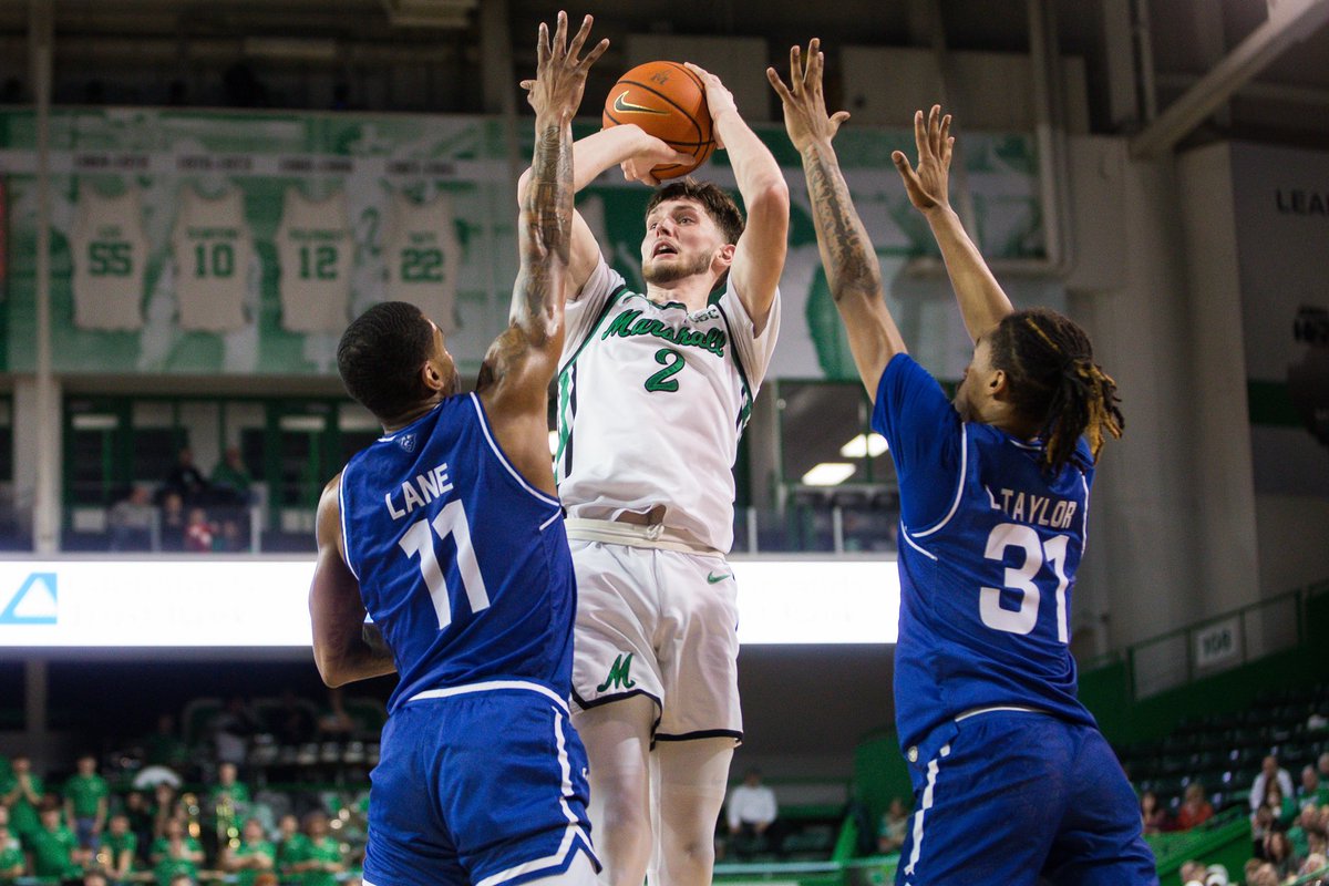 fischer_photo's tweet image. The Marshall University men’s basketball team defeats Georgia State 77-68 yesterday evening at the Cam Henderson Center.

Three shots from the final half, more of my photos from the game can be found here: bit.ly/46R3ytS