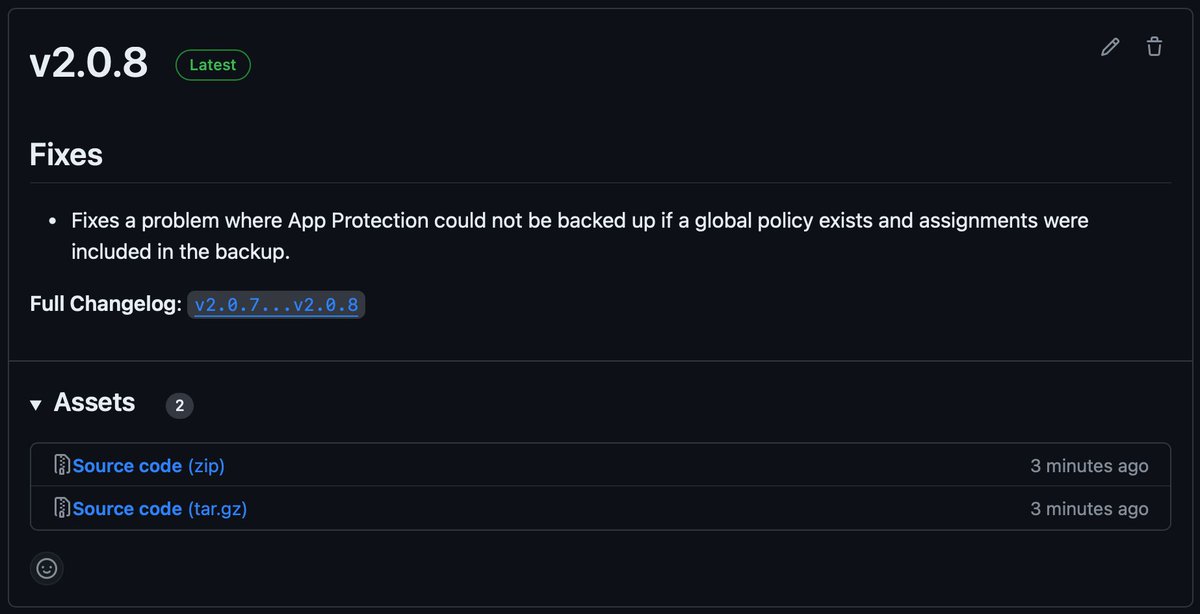 Happy New Year 🎉 v2.0.8 just released and includes a fix for Global App Protection policies 😊 #MSIntune #IntuneInspired #IntuneCD #IntuneAsCode