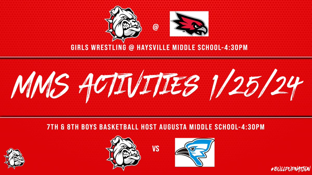 Good luck to the MMS girls wrestling and boys basketball teams today! GO PUPS! #bullpupnation