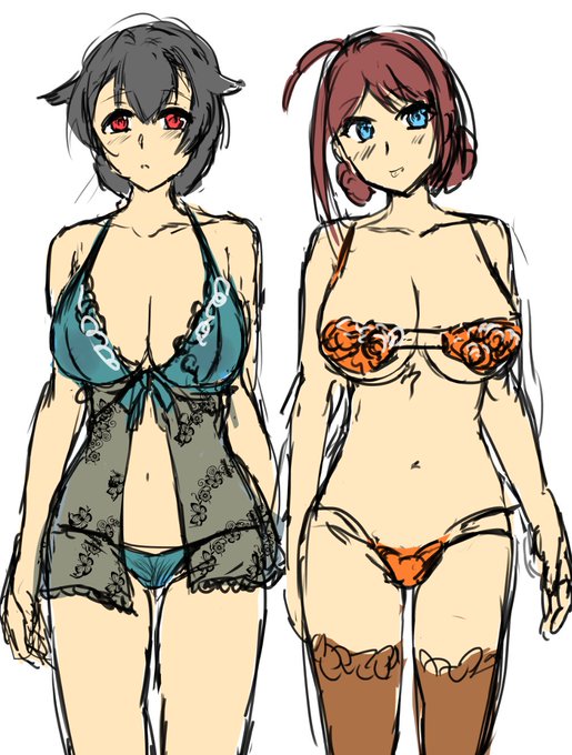 迅鯨長鯨に検索で見つけたランジェリー一部改造して着せる…これに以前書いた大鯨並べると浮くかな 