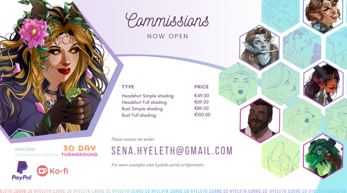 💕💗FEBRUARY C0MMISSI0NS💗💕

✧ 20% OFF on couple Waist-Up portraits ✧

I have 4 headshot/bust slots &amp; 3 regular slots available for February! 
Since it's Valentine's day soon I'd love to work on some couple art🥰

#TTRPGs #DnDcharacter #ESOFam #SWToR #StarWars #DnD5e #DnDart