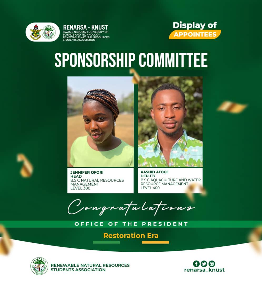 Renarsa_Knust's tweet photo. The executive committee is elated to introduce to you the appointees who are going to steer the affairs of the sponsorship committee for the Wisdom-Yung led Administration.
𝗖𝗼𝗻𝗴𝗿𝗮𝘁𝘂𝗹𝗮𝘁𝗶𝗼𝗻𝘀,𝘀𝗲𝗿𝘃𝗲 𝘄𝗲𝗹𝗹🥳🥳🥳🥳
#RestorationEra https://t.co/6Y6HiV63E5
