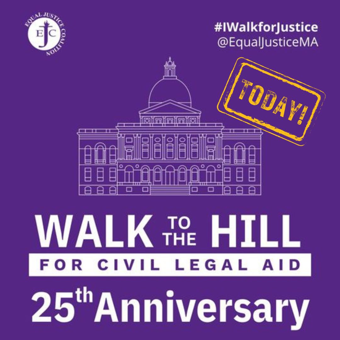 Cmty_Legal_Aid's tweet photo. TODAY: Join @EqualJusticeMA and legal advocates across the state for #WalkToTheHill for #CivilLegalAid. Join the effort by contacting your state legislators and letting them know that funding for @CivilLegalAid is important to you! #IWalkForJustice https://t.co/FScnCZYwqn https://t.co/wlXrOPVXrH