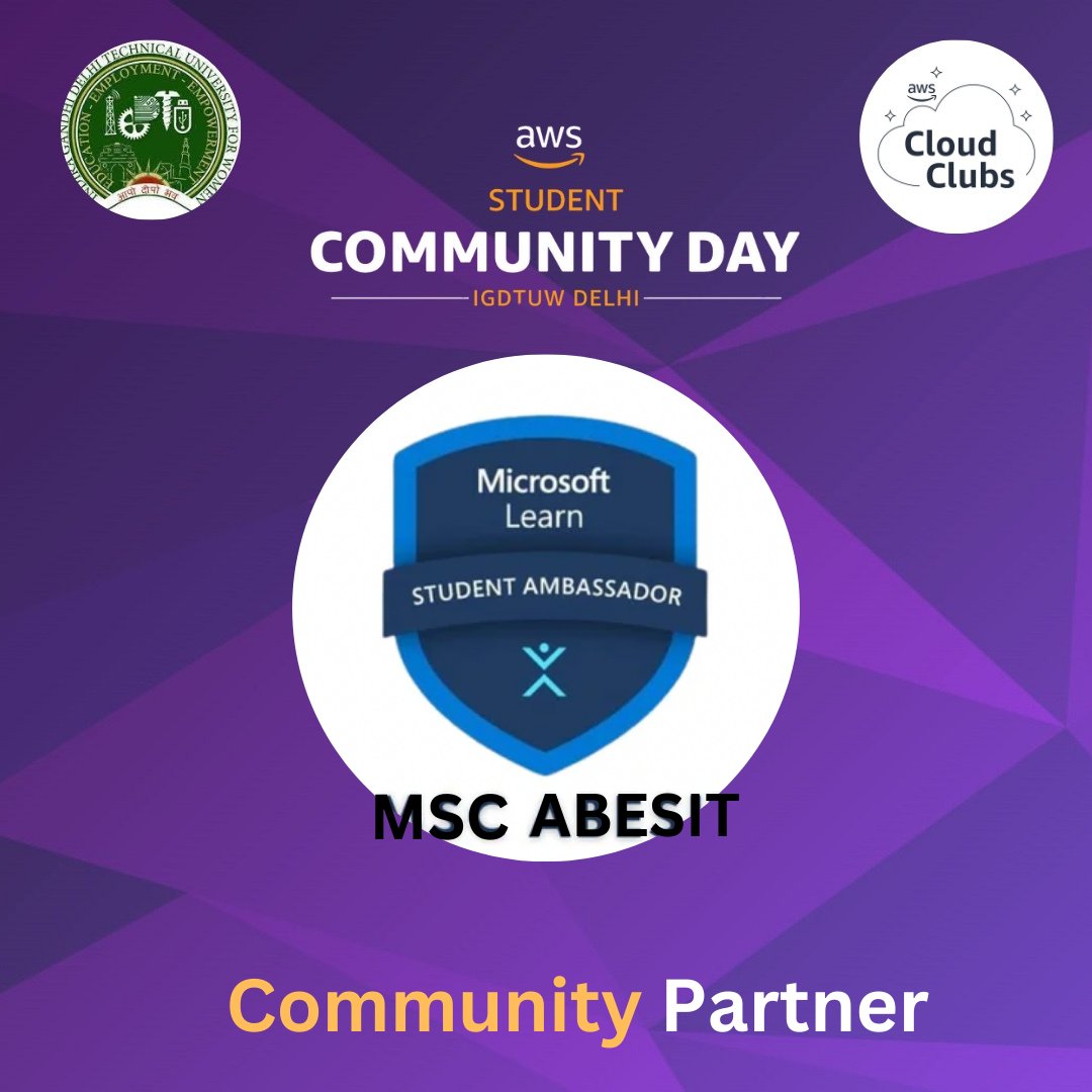 AWSClubIGDTUW's tweet photo. 🎉🎉Excited to welcome MSC ABESIT as a community partner for AWS Community Day!💻💻 Join us in harnessing the power of collaboration and pushing the boundaries of AWS innovation.👩‍💻👨‍💻 @mscabesit #AWS #CloudInnovation https://t.co/FRsZex5whA