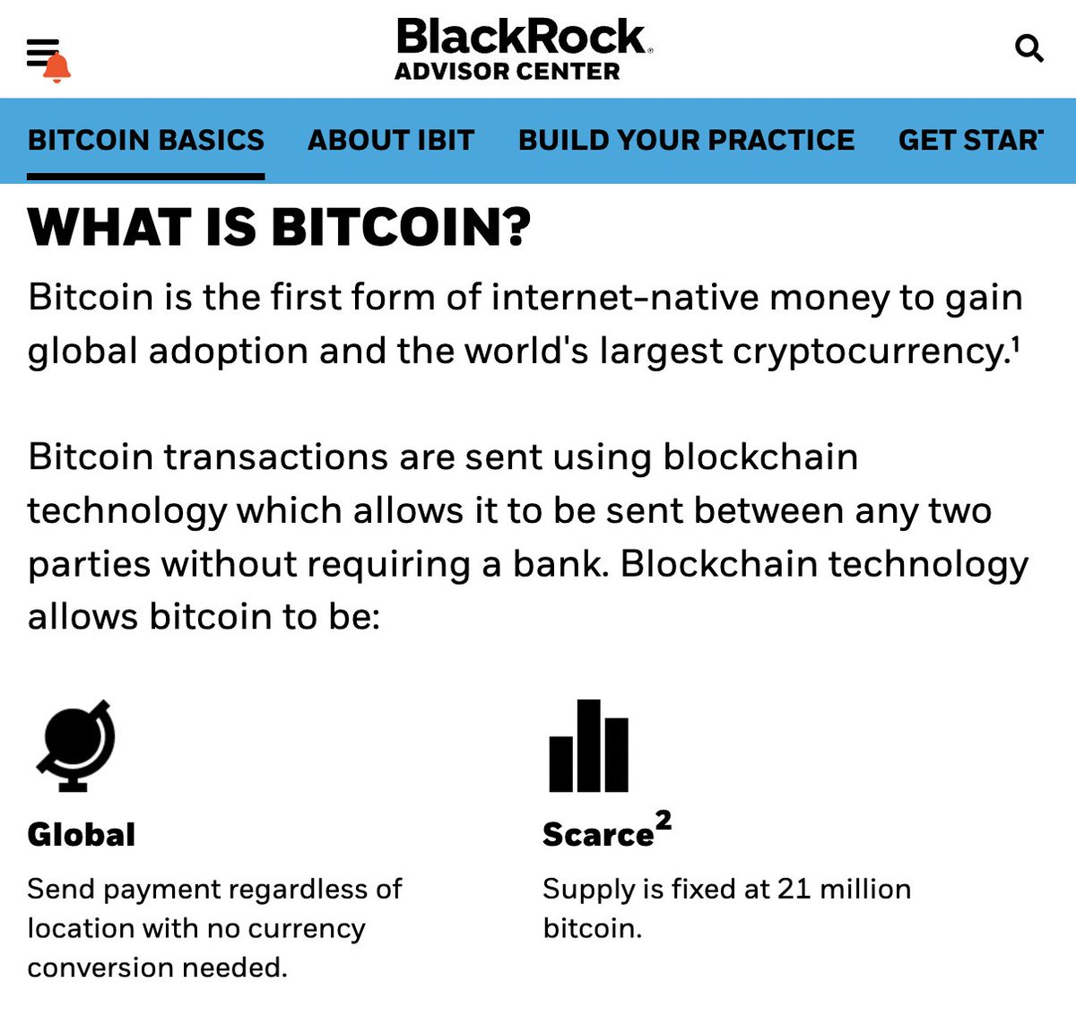 BitcoinMagazine's tweet image. Nothing to see here, just BlackRock, the world&apos;s largest asset manager, advertising #Bitcoin 🔥