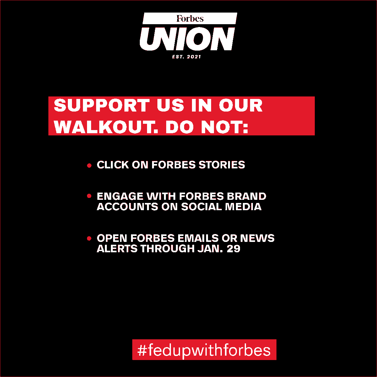 My teammates and I at Forbes just started a 3-day walkout. For 2 years, management has been slow-walking contract talks. It's time they stop the delays and threats and start bargaining in good faith! Please support us! Sign this petition: actionnetwork.org/petitions/sett…
#fedupwithforbes