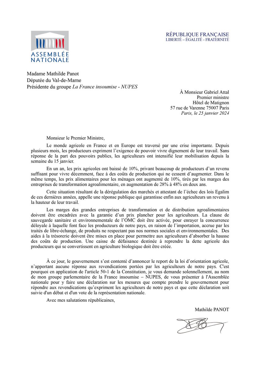 Mathilde Panot tweet media