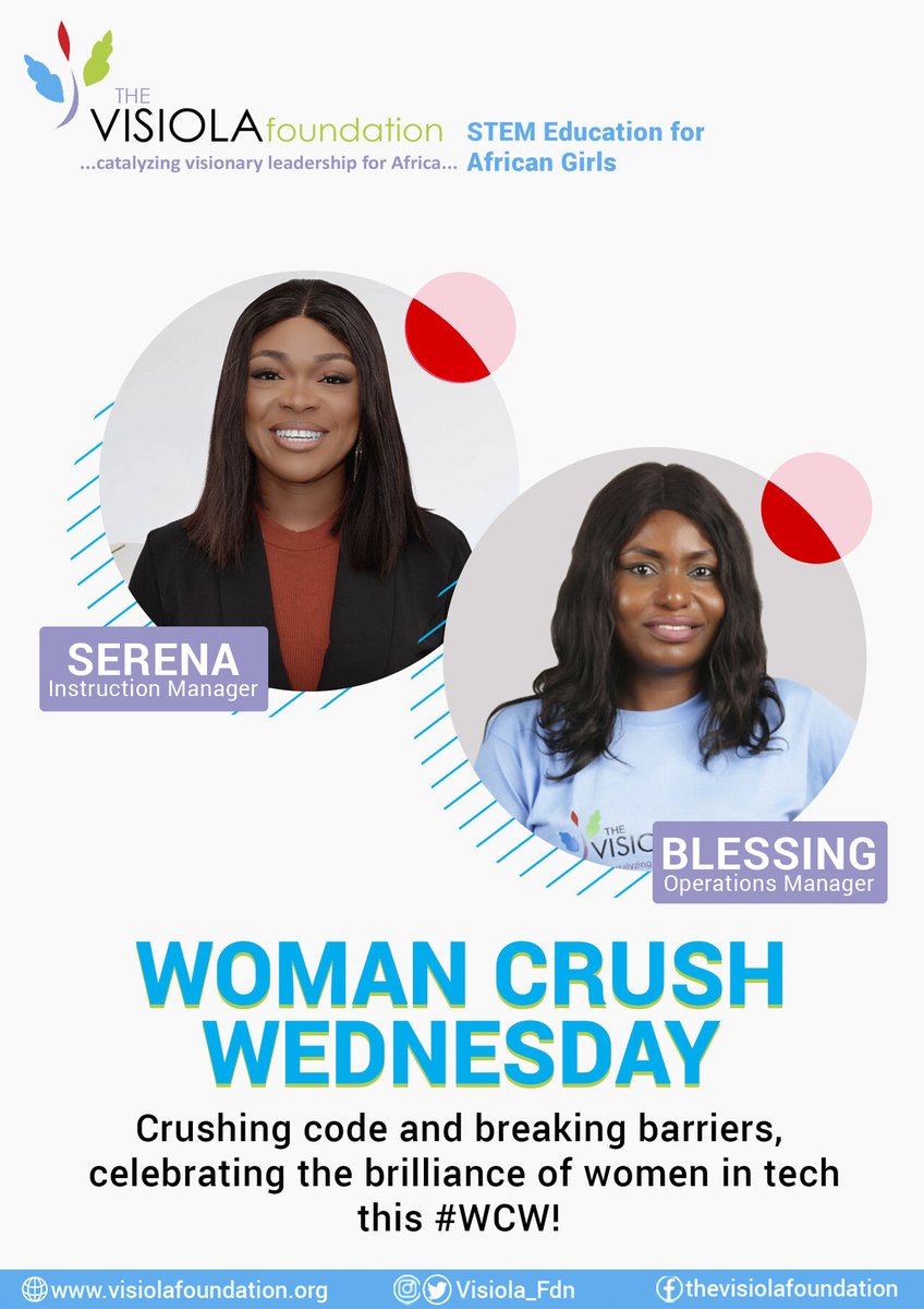 It's Wednesday and we're excited to crush on Blessing (Operations Manager) and Serena (Instruction Manager), two formidable women helping to lead our programs and impact. Learn more about them in 'Meet the Team' on our website! #WCW #womeninstem #womenintech #STEM #stemeducation