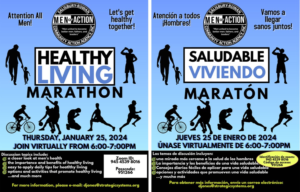 SRCAA1's tweet photo. Today is the day for the Men of Action “Healthy Living” virtual call from 6:00-7:00pm. This event is for all men and father figures. Please see details below. Join by Zoom ID: 945 4539 8016, Passcode: 951266. https://t.co/z00KNfKK3s