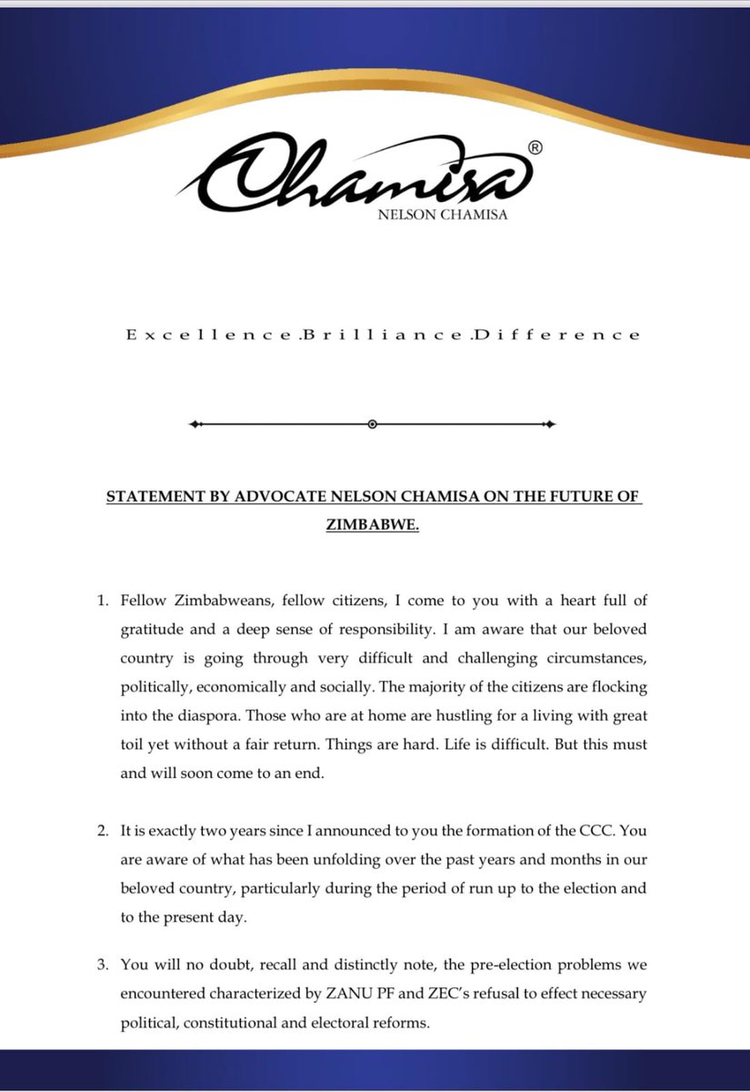 BREAKING NEWS: Chamisa quits CCC.