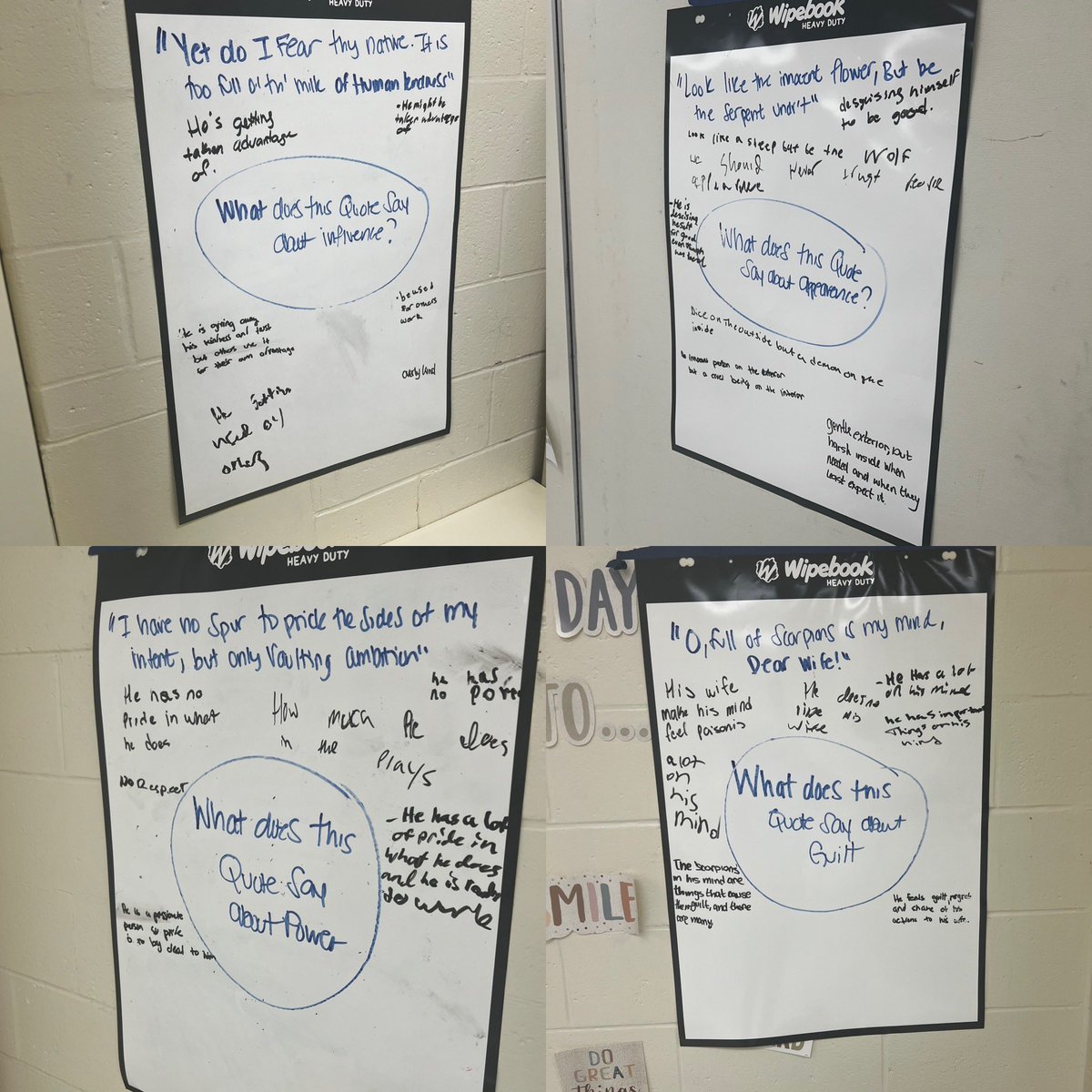 Staring Macbeth by having students react to some of the key quotes and connect them with a topic covered in the play. It was so much fun to hear some of their predictions on what the play would be about based on such a small amount of information!