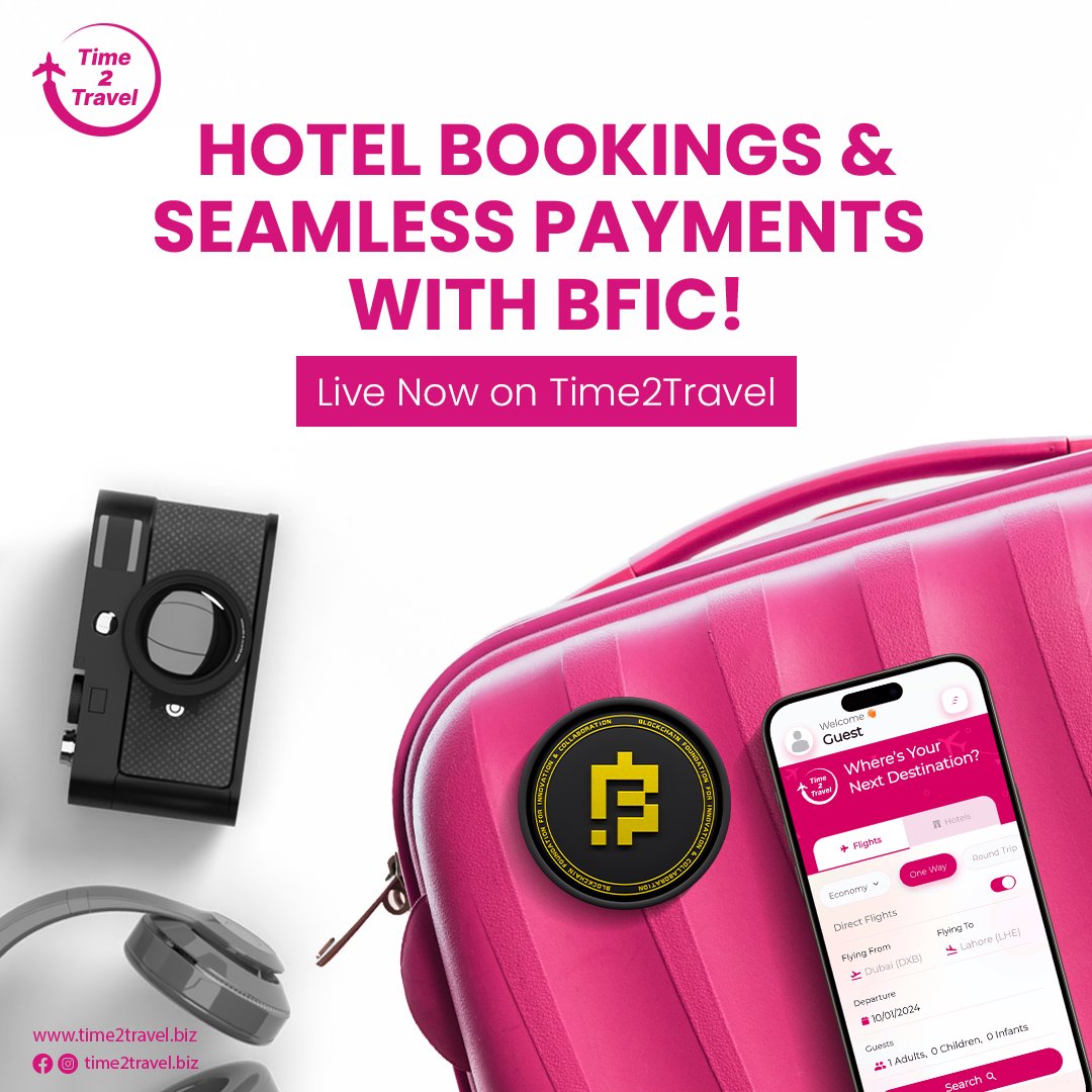 Experience unmatched convenience! 🏨

Book now and discover a world of comfort. 

#Time2Travel #BFICoin #HotelBookings #SeamlessPayments #TravelConvenience #ExploreWithEase #BFICAdvantage #BookNow #StayInStyle #TravelSmart #LiveBooking #EasyPayments #HotelComfort #Time2TravelLive