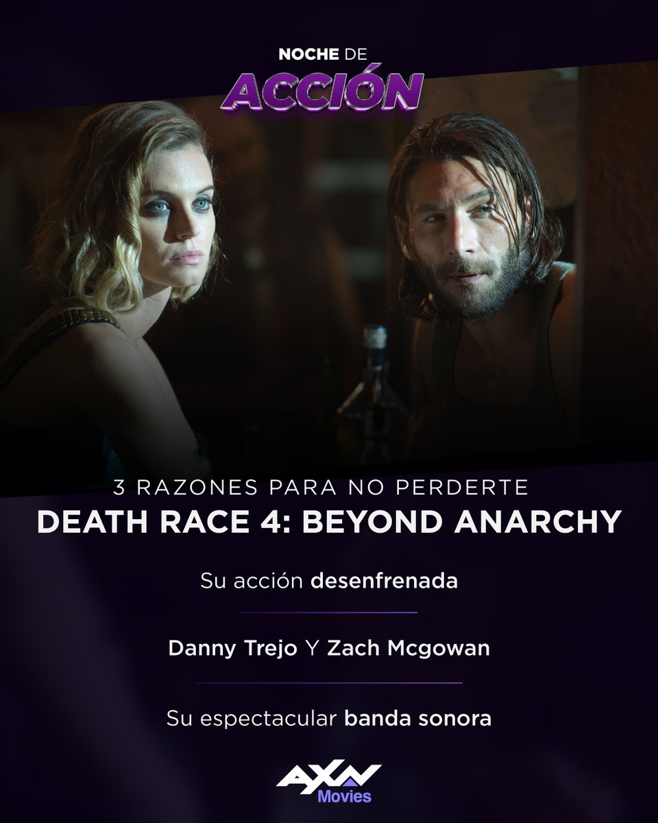 axnmovies_es's tweet photo. Sin olvidar las intrigas mortales y vehΓculos letales. π Existen muchas razones para ver #DeathRace4 #BeyondAnarchy. ΒΏCuΓ‘l es la tuya? No te la pierdas esta noche a las 22:00h.
#NosGustaElCine
https://t.co/ZG4itwZdJy https://t.co/u406vRk6V7