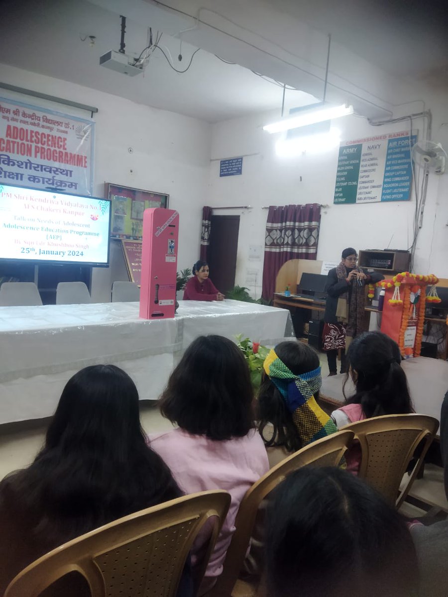 pmshrikv1knp's tweet photo. Afroz Banu PGT Biology deliberating on importance of having a sumptuous breakfast and Exercise to the girls students. Neha Sahu (School counselor) counselling the students regarding good touch and bad touch and a role play on it by girls under Adolescence Education Programme(AEP) https://t.co/ie3a1mSh9u
