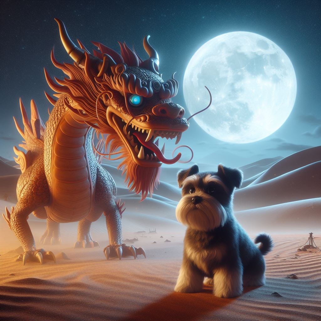 Lunar new year is coming soon! It’s going to be the Year of the Dragon. Is everyone excited? (PS no schnauzers were harmed in the making of this AI image, and the dragon is supposed to being good luck!)