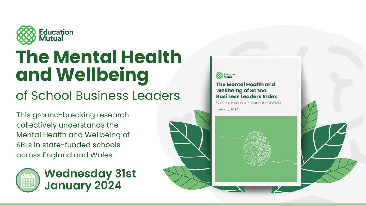 Curious about the current state of mental health in School Business Leaders?💚

Join us for the launch of our 2024 report on the Mental Health and Wellbeing of School Business Leaders!🧠

🔗Sign up for this FREE event here: lnkd.in/extm2Etf