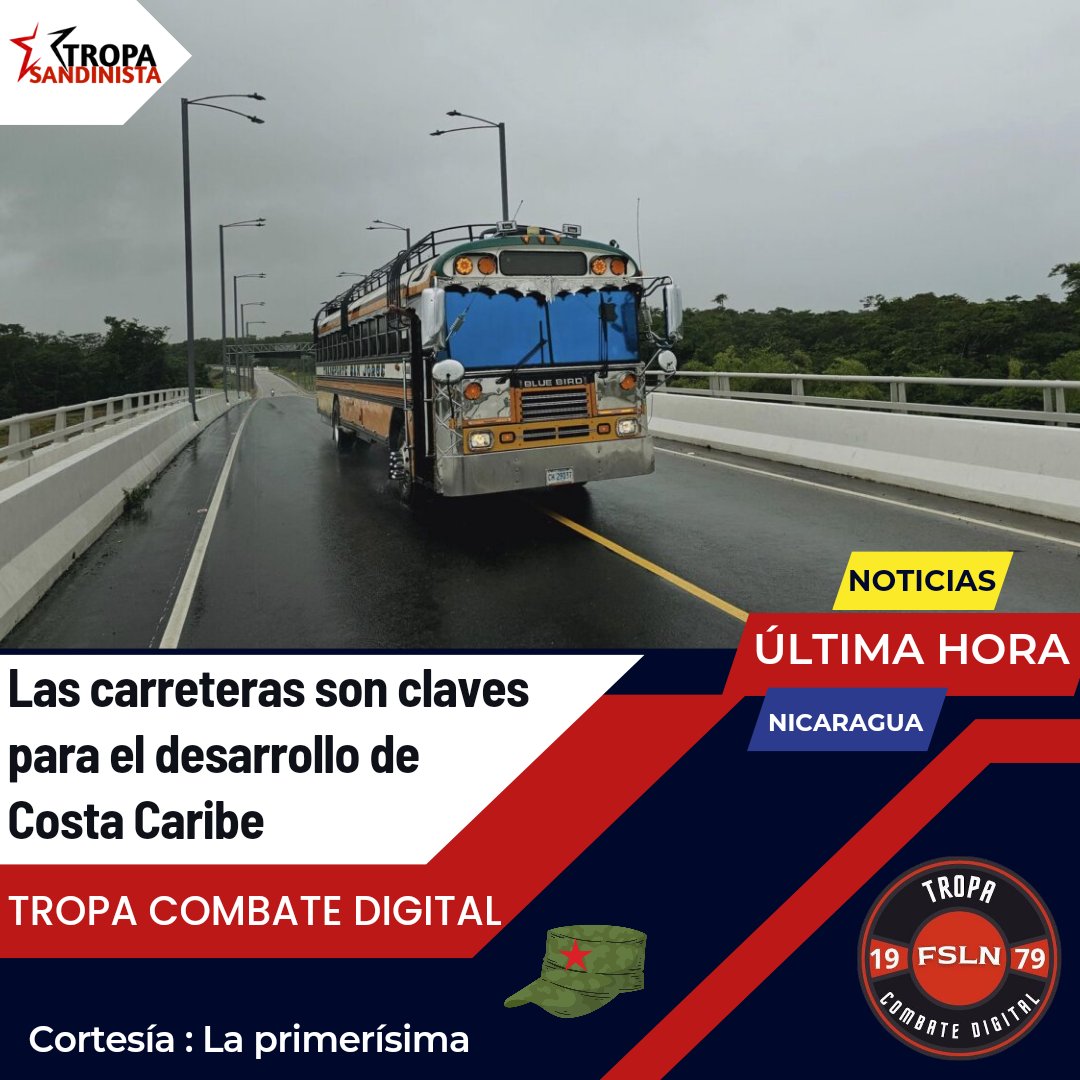 Las carreteras son claves para el buen desarrollo económico de la Costa Caribe de #Nicaragua
#EnDefensaDelFSLN
#TropaSandinista
#4519LaPatriaLaRevolución