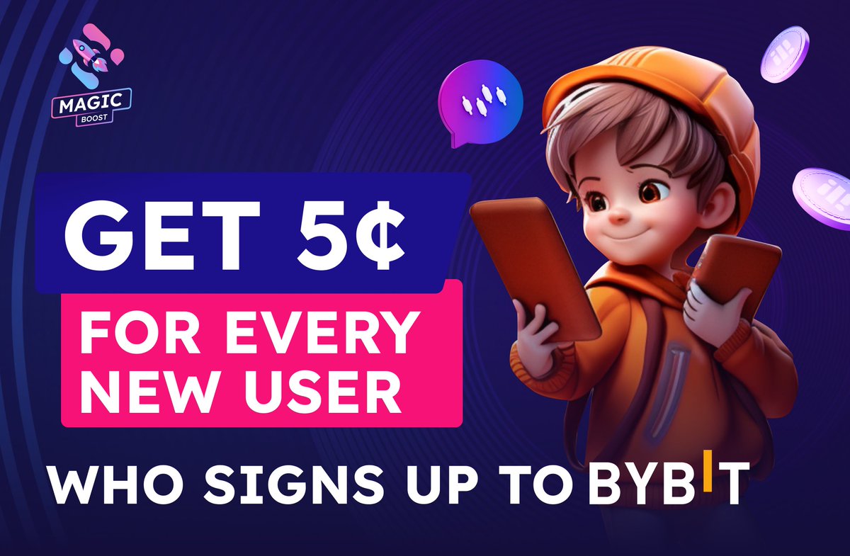 🚨 New Offer is Live on Magic Boost - Bybit 🚨 🤑 Get 5¢ for every new user who signs up to ByBit!  🌎 Available: Russia Only  📲 Device: Android Only ⛔ Restrictions: Only users with brand NEW accounts are considered valid  👉 Sign Up: magic.store/magic-boost