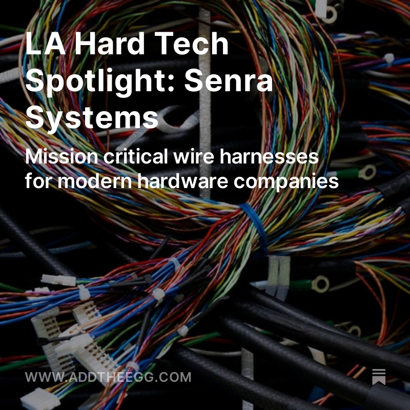 Love seeing the success of fellow #samohi alum <a href="/jordan__black/">Jordan Black</a> and his co-founder <a href="/ben__shanahan/">Benjamin Shanahan</a>. 

We spent some time with @SenraSystemsUS last year and were blown away by the opportunity in wire harnesses. 

<a href="/jdsisteron/">Jacques Sisteron</a> and I explore the opportunity here.