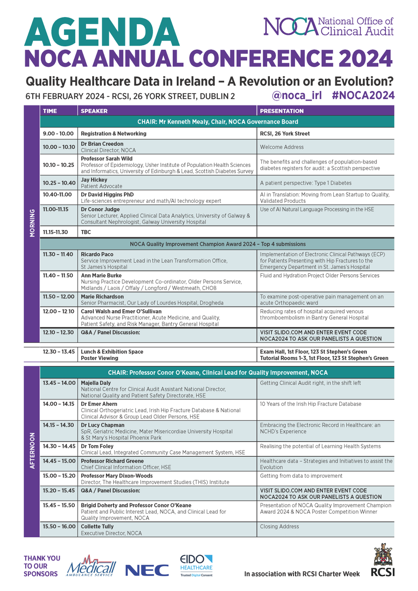 📢Exciting news! Join us at the NOCA Annual Conference 2024 taking place on Tuesday 6th February from 10 am - 4 pm, in association with @RCSI_Irl Charter Week. Spaces are now limited, so register now to secure your place and explore the agenda at: noca.ie/events/registr…. Don't…