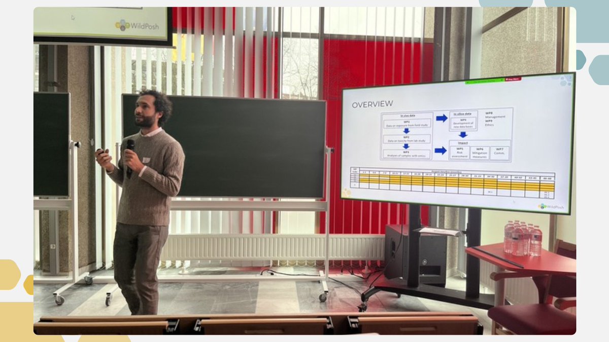 WildPoshProject's tweet photo. Simone Tosi (UNITO) takes the stage with a presentation for WP5⃣
They focus on integrated systems-based risk assessment and their aim is to produce an open-source #RiskAssessment WildPosh Toolbox.📝
#WildPoshKickOff https://t.co/YM1dHC0Hcc