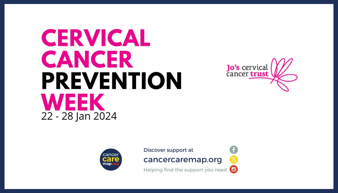 It’s #CervicalCancerPreventionWeek but no one should face cervical cancer alone. @Jostrust have information and support to help you through cervical screening appointments, diagnosis, treatment and living with cervical cancer. Find out more: cancercaremap.org/article/cervic…