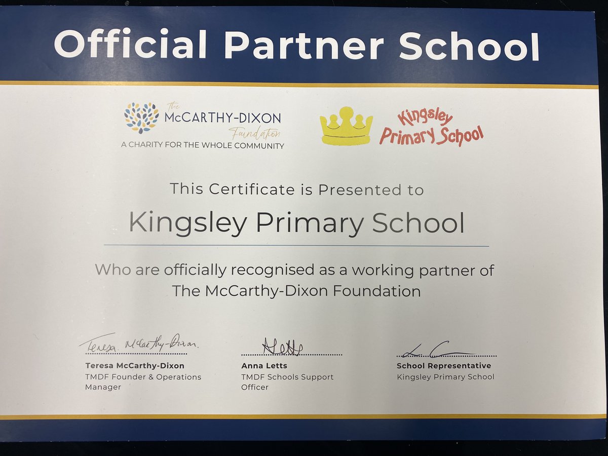 Kingsley Primary are proud to be official partners with the McCarthy-Dixon Foundation #TMDF, a fantastic charity in Northampton who offer food-related support to our local community. We were delighted to welcome Anna Letts to our school. #INMAT #School