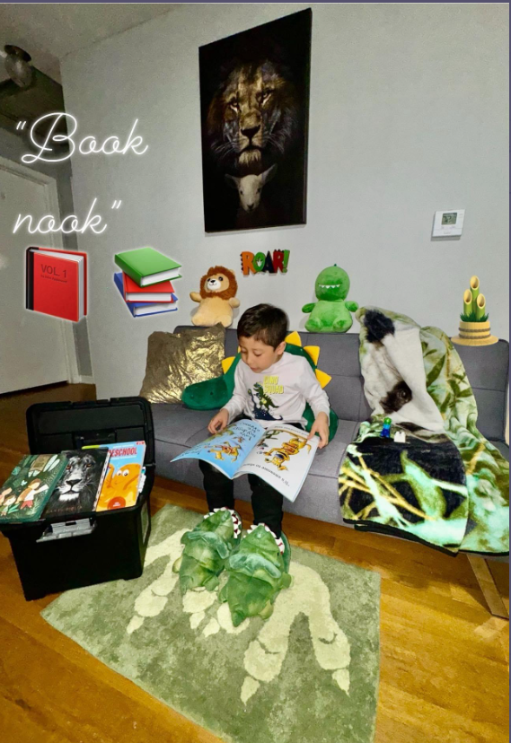 AvenueKae's tweet photo. Kindergartener Gerson getting cozy with a good book in his reading nook #WhitehallReads @WhitehallRAMS https://t.co/ADy7rCNSSs
