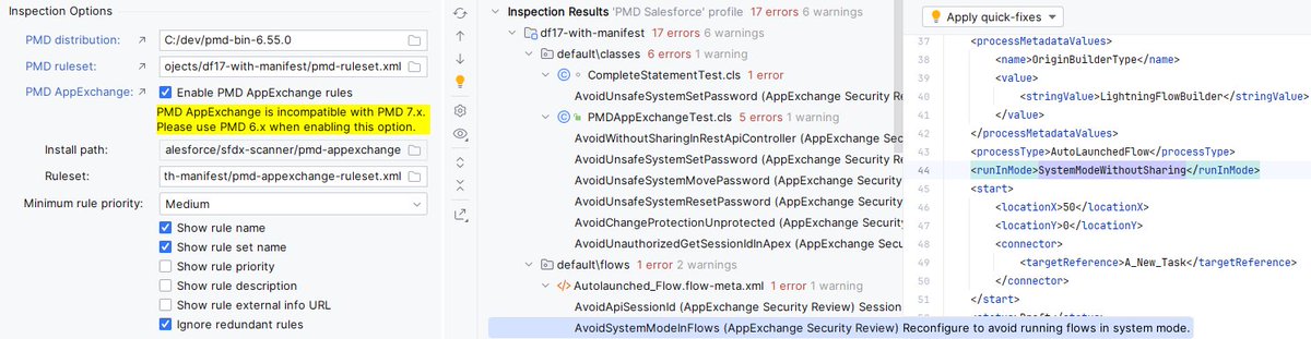 Version 2.2.9.8 has been released with first-class integration of the new PMD AppExchange rules (plus quite a bit of other fun stuff):
illuminatedcloud.blogspot.com/2024/01/2298-r…