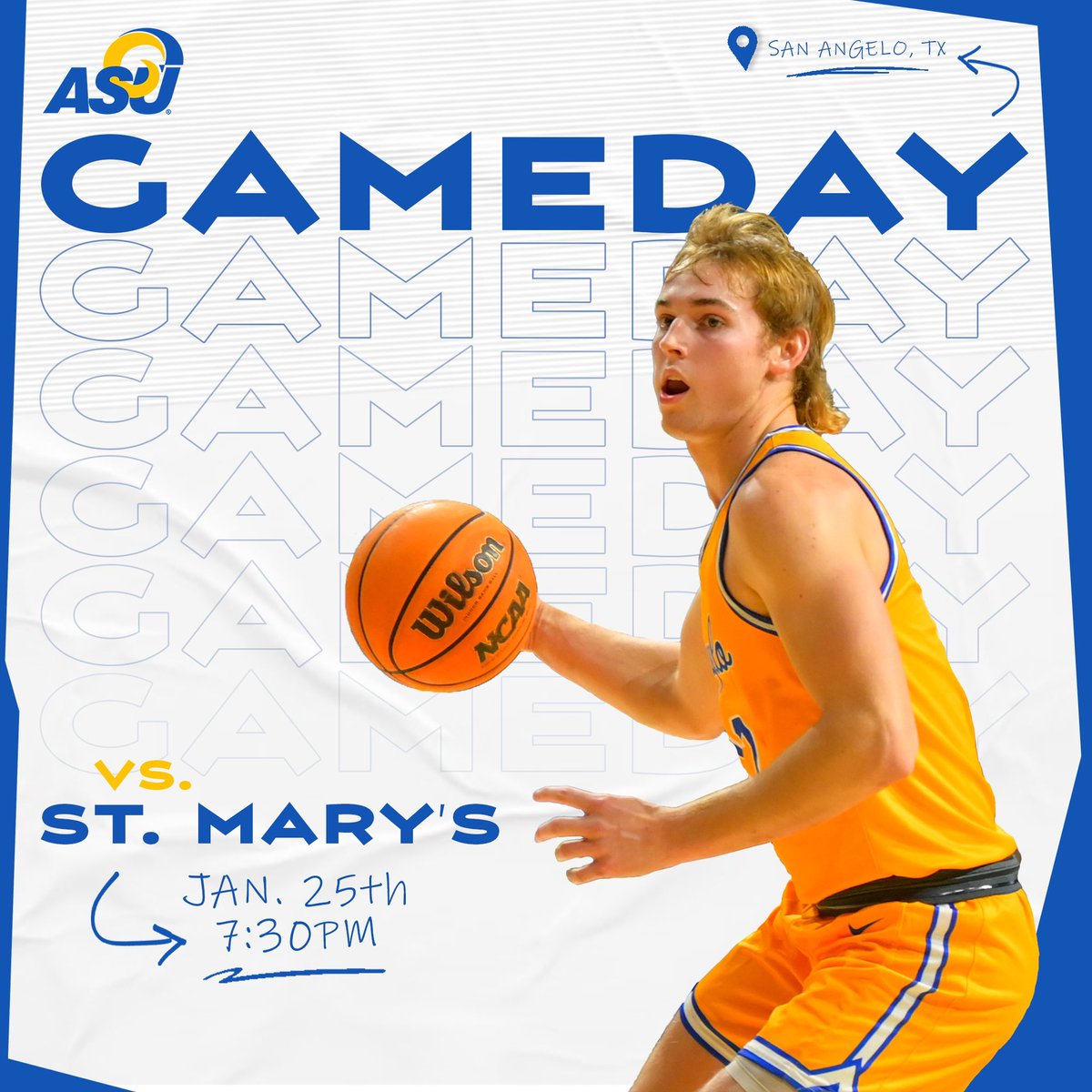 It’s 𝐆𝐀𝐌𝐄𝐃𝐀𝐘. 

Back at home today in the Junell Center / Stephens Arena 🏟️

#RamHoops | #RamFam