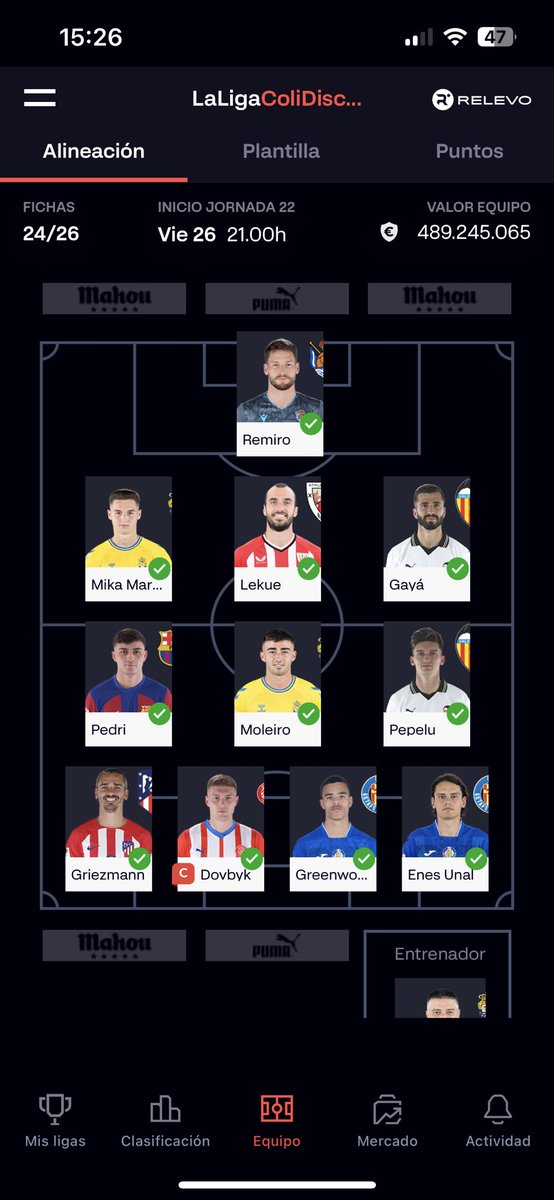 Algun cambio? 
Tengo en defensa a rafa marin
En el centro del campo a kiriam, vesga, degalarreta y barrios 
Y arriba a gerard moreno, carlos vicente y akomach 
Y capitan griezman o dobvik?

@DudasFootball  @Asesor_Fantasy @ConsultorLaLiga @tensionfantasy @AnaliticaLaLiga