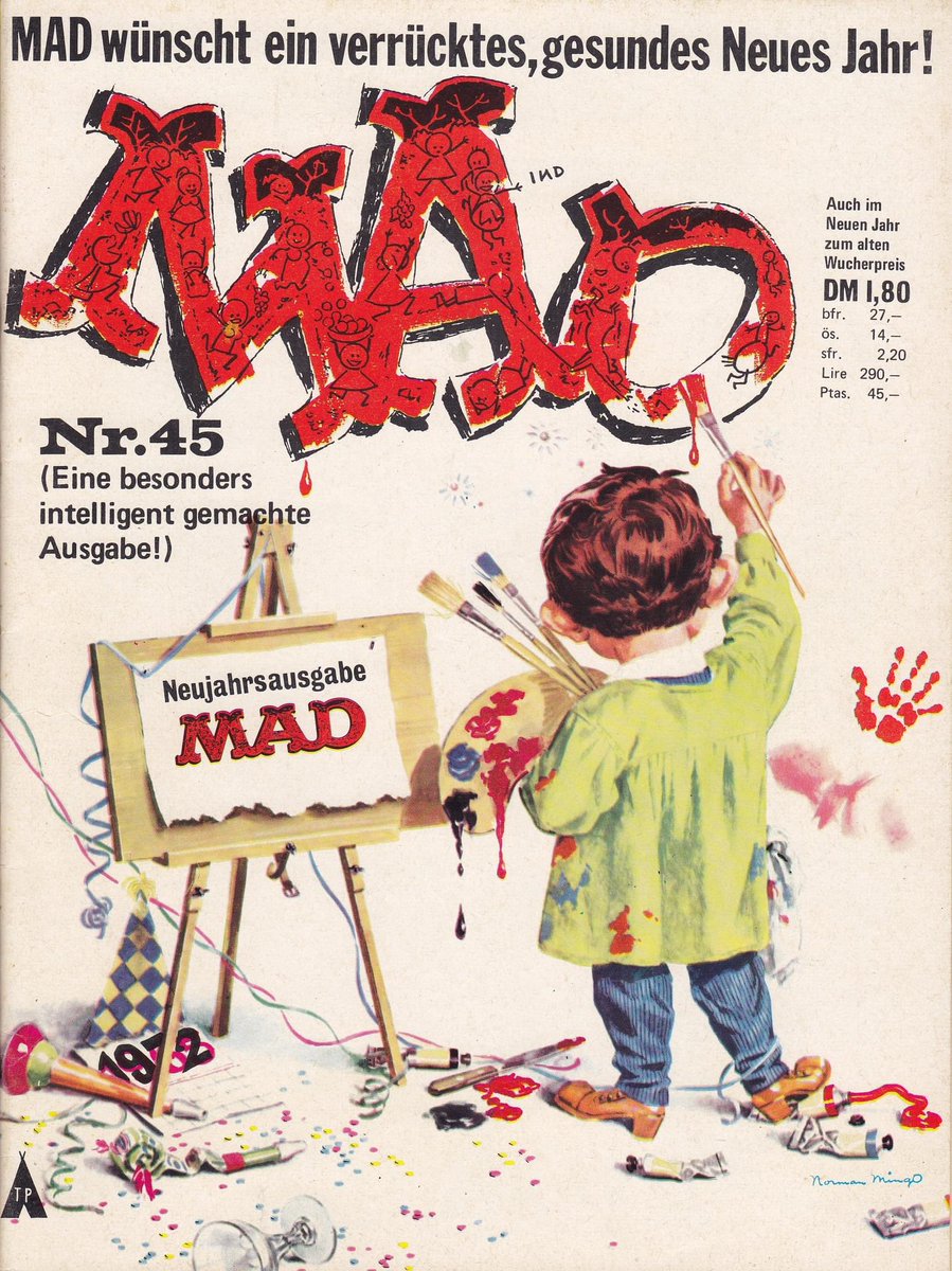 RFDZI's tweet photo. #BornOnThisDay, 128 years ago…
🎂 #LetUsRemember:
👨🏻🎨 Norman MINGO • 🇺🇸
* 20 January 1896 in Chicago, Illinois .
† 8 May 1980 in White Plains, New York.
𝖠𝗅𝖿𝗋𝖾𝖽 𝗉𝖺𝗂𝗇𝗍𝗌 𝖧𝖺𝗉𝗉𝗒 𝖭𝖾𝗐 𝖸𝖾𝖺𝗋
Mad — #January_1963 issue of the german edition. https://t.co/N0qHp9HoIx
