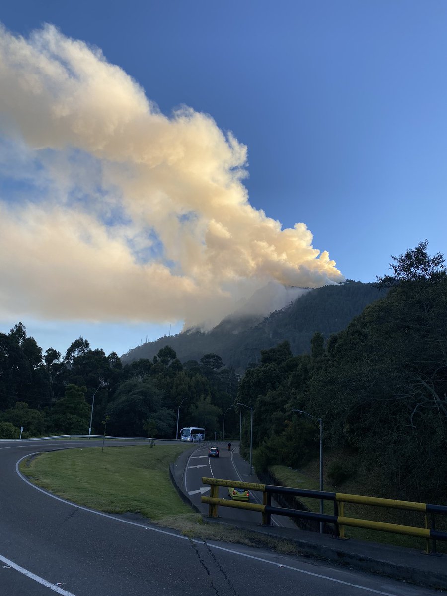 Bushfire emergency in Bogota, Colombia. This is the second fire burning in these mountains in just a few days. Fire risk severely accentuated by El Niño as drought and heat conditions continue