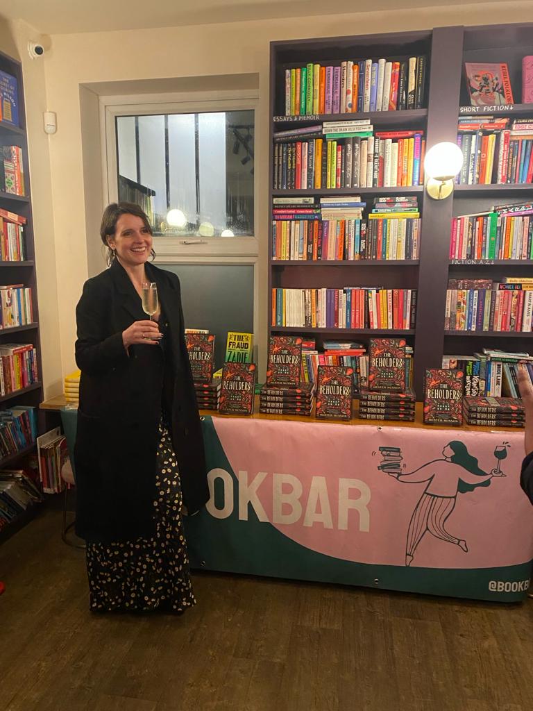 Massive thanks to the exquisite @BookBarUK for hosting a brilliant night for #thebeholders on Tuesday - glass of fizz put in my hand before I could get my coat off!