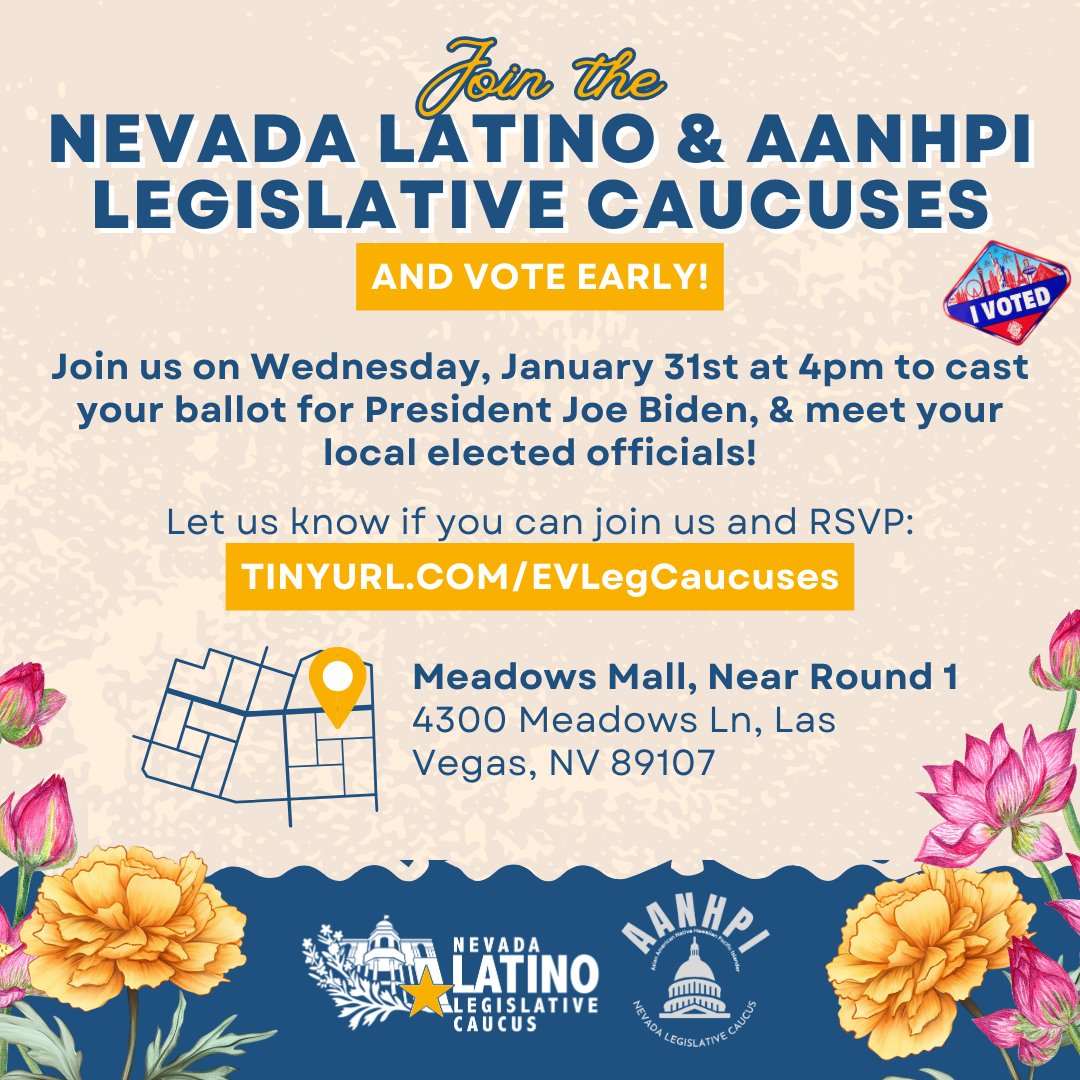 EricaMosca14's tweet photo. Super excited for #FITW Presidential Preference Primary w/early vote starting THIS SAT! Come join Democratic members of the @aanhpinv &amp; @NVLatinoLeg on Wed 1.31 at 4pm! Sign up here: https://t.co/DCPKW5fJzT #HomeMeansNV https://t.co/RwqNhehX0W