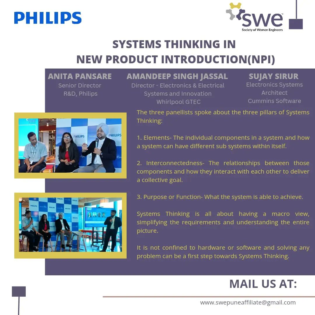 SWEPune's tweet image. SWE Pune Affiliate, in collaboration with Philips India, marked a momentous start to the year by orchestrating the inaugural 'Leadership Symposium' on January 20th, 2024.
#systemengineering
#healthcare
#systemthinking