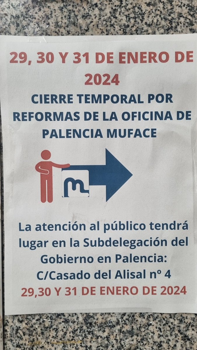 mufaceoficial's tweet photo. OFICINA DE MUFACE EN #PALENCIA

📆29, 30 y 31 de enero

👉Traslado temporal de atención presencial

➡️A @Palencia_Gob 
C/Casado del Alisal 4
#reformaenoficina

@de_la57150 @pablosaavedrain
 @mintradigital https://t.co/UR4lCGw0IO
