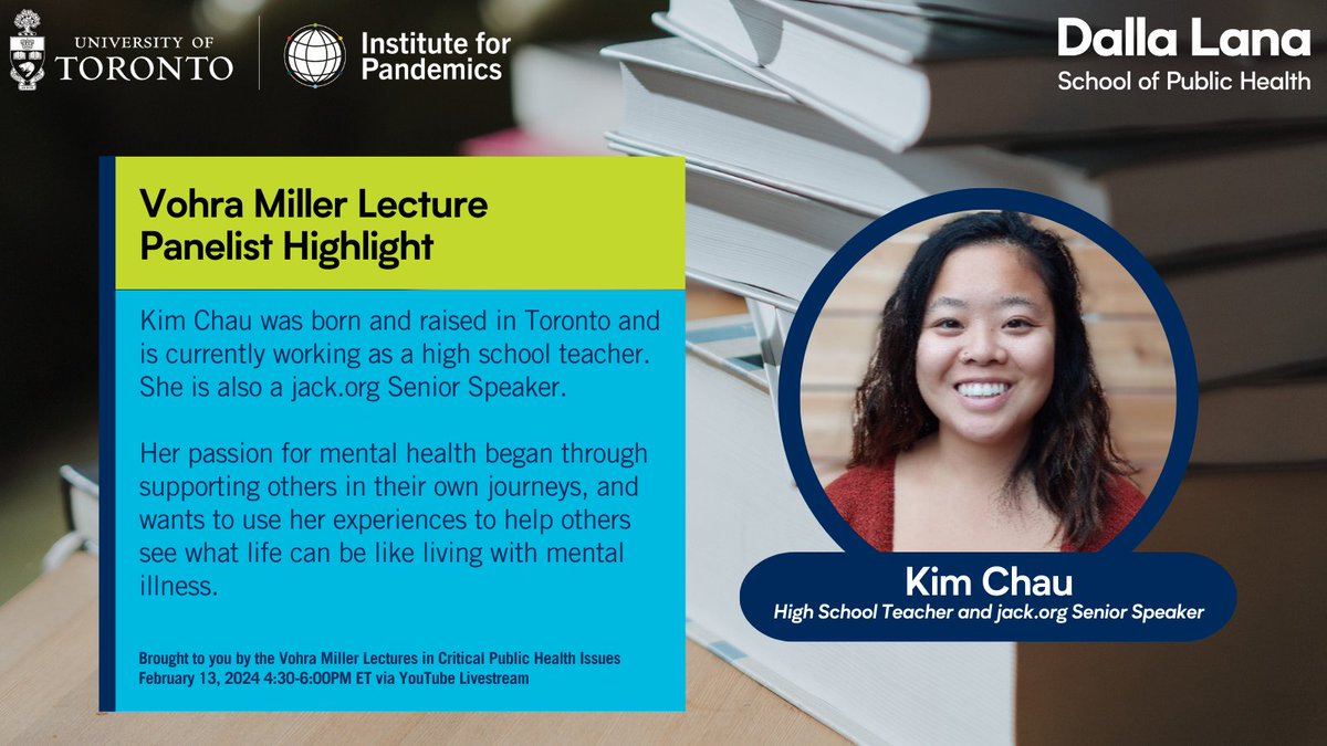 Meet one of our panelists, Kim Chau! Don't miss the panel discussion on February 13th from 4:30pm to 6:00pm for a dialogue on the impact of pandemic education disruption on mental health outcomes in children and youth. @UofT_dlsph Register here: bit.ly/48VXEsM