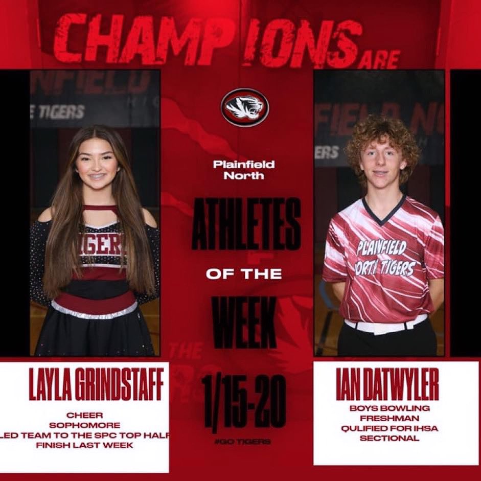 Congrats to Layla and Ian - PNHS Athletes of the WEEK for 1/15/24! Congrats! 🎉 #cheer #bowling #pnhs #plainfieldnorthhighschool <a href="/PNHS_Cheer/">PNHS Cheer</a>