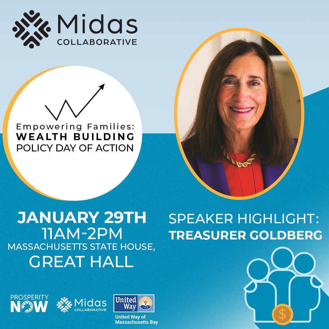 Join Midas Collaborative, <a href="/prosperitynow/">Prosperity Now</a>, and <a href="/UnitedWayMABay/">United Way Mass Bay</a> for Empowering Families Through Wealth Building and Asset Development: A Policy Day of Action! Hear from Deborah B. Goldberg , MA State Treasury, and State Sen. Jamie Eldridge. …lthbuildingforfamilies.splashthat.com #WealthBuilding