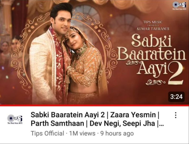 #SabkiBaarateinAayi2 hit 1M views ready yayyy.. ❤🎉💃

SBA2 FT PARTH
#ParthSamthaan
