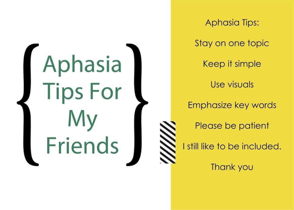 This simple image can be saved on a phone to help people with #aphasia self advocate with their friends. 👍🏻