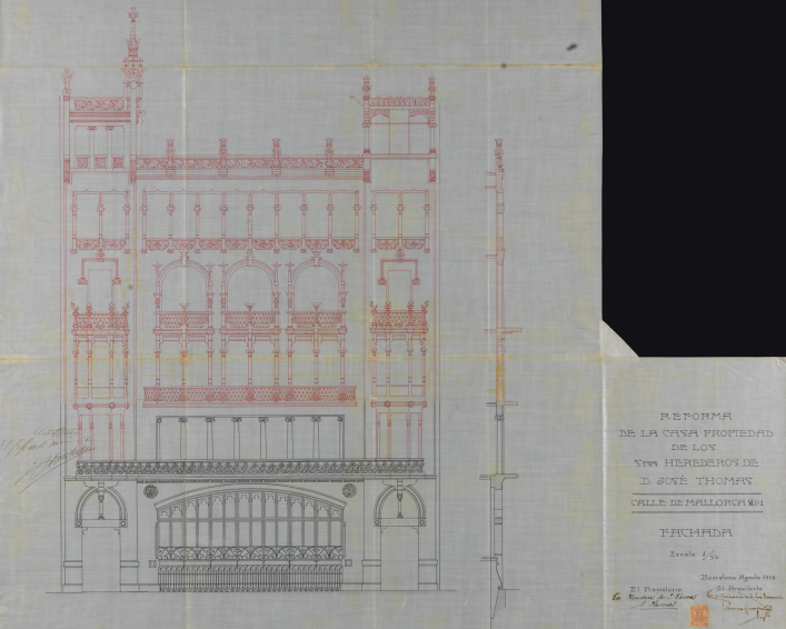 El @BCN_Arxiu conserva l'expedient d'obres pel qual Josep Thomas va fer construir 'una casa de semi-soterranis, baixos i un pis amb golfes en un solar', és a dir, la Casa Thomas 🖊 Consulta el projecte de Lluís Domènech i Montaner al Catàleg en línia ➡️ tuit.cat/nuy9S