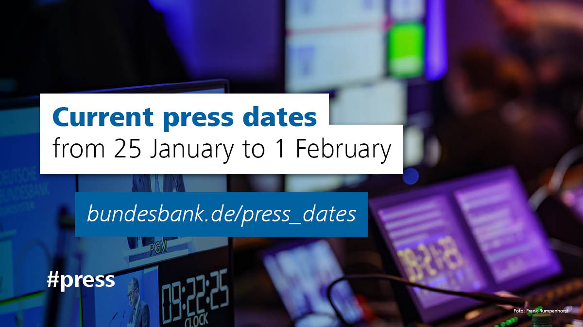 Current #PressDates from 25 January to 1 February with the release of the #MonthlyReport and the current #counterfeit money figures for 2023. In addition, #JoachimNagel speaks with Moritz #Schularick at the @ForumNewEconomy. bundesbank.de/press_dates @mschularick