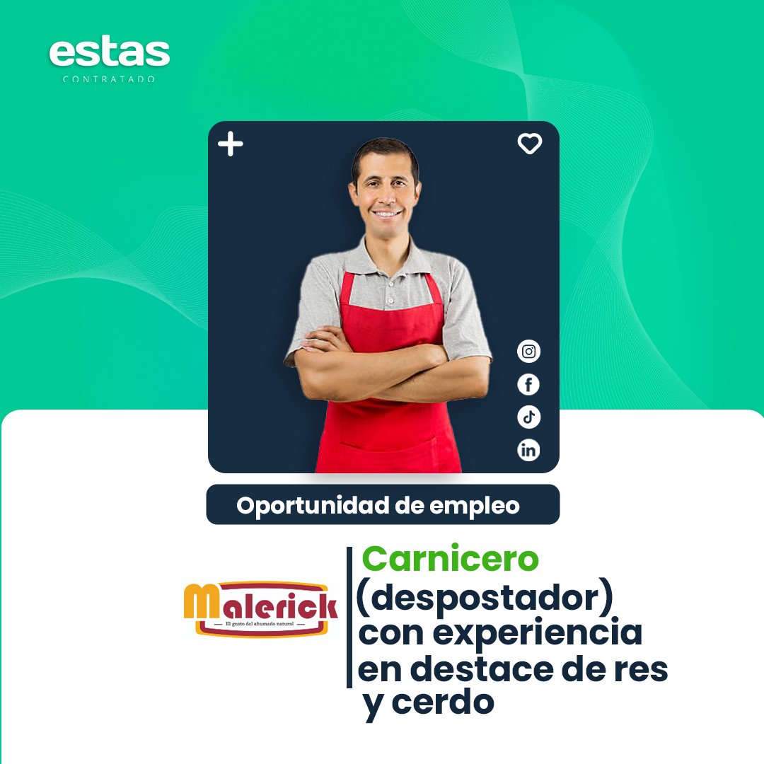 ¿Buscas un cambio que marque la diferencia? 

Únete a MALERICK y haz que cada día cuente en tu carrera profesional como:

✅ Carnicero: i.mtr.cool/ssdreleovc