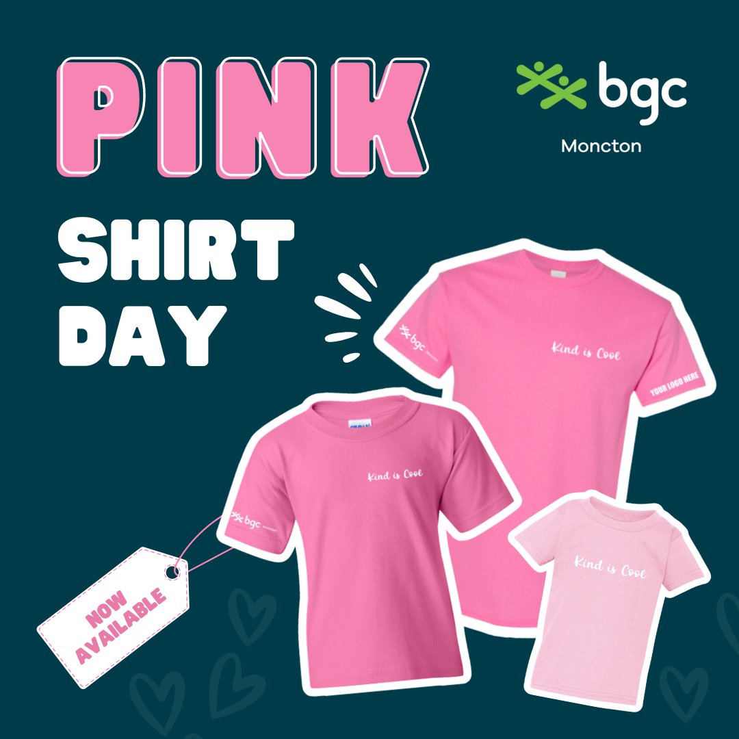 Let's make KINDNESS the new norm!
Pink isn't just a color, and #PinkShirtDay doesn't just last for one day. 
Support children and youth in our community by purchasing pink shirts at bgcm.dnaswag.ca before February 11.